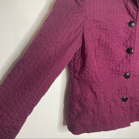 Sigrid Olsen Women's Eggplant Purple Quilted Button Front Jacket Size Medium - Picture 3 of 8